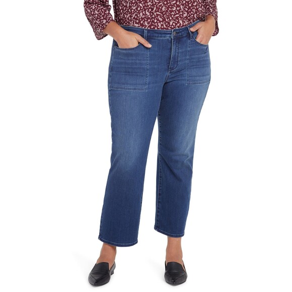 NYDJ Plus Piper Womens Pocket Denim Ankle Jeans